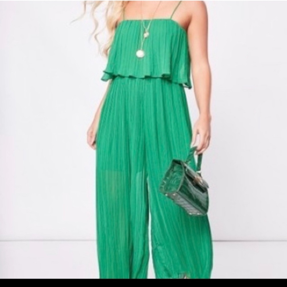 NTW Zara Emerald Pleated Jumpsuit size XL